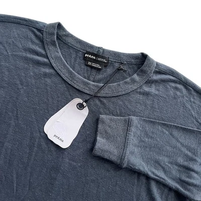 Prana Womens XS Navy Stormy Night Heather Cozy Up Long Sleeve Crew Top Shirt NEW - Image 1 of 4