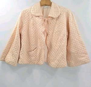 Chaqueta de cama vintage años 60 Barbizon rosa puff acolchada satinada para mujer talla 18 - Imagen 1 de 15