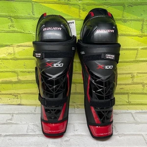 Bauer X100 Vapor Tapered Fit Flex Free Cap Schienbeinschoner 17" 43m SR rot und schwarz - Bild 1 von 5