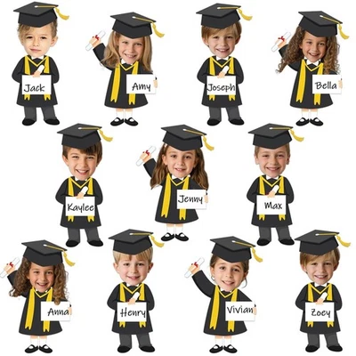 Juego de 50 Sombrero de Graduación Vestido Recorte Graduación Tablón de Anuncios Decoración Negro... Foto 1 de 4