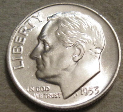 VENDO COMO SE MUESTRA - MONEDA DE DIEZ CENTAVOS ROOSEVELT 1953 D SIN CIRCULAR ** 90% PLATA ** 461 Foto 1 de 4