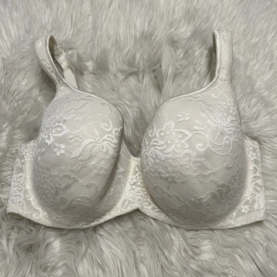 Cacique 38DDD Bra White Balconette Underwire Back Closure - Image 1 of 4