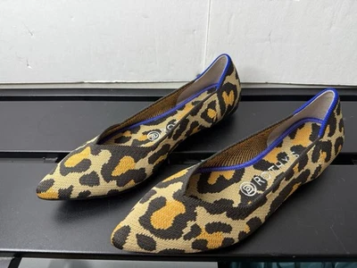 Zapato sin cordones Rothys para mujer 7,5 The Point Big Cat estampado de leopardo tejido ballet Foto 1 de 4