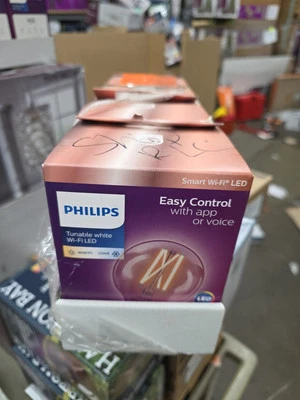 Philips 60-Watt Equivalent G25 Smart Wi-Fi bulb (K) WiZ with Bluetooth (4 Pack) - Image 1 of 3