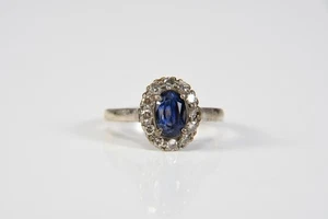 Q36Z26- Silber geprüfter Ring Diamanten zus. ca. 0,36ct Saphir - Picture 1 of 12