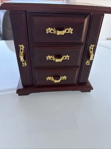 Musical Jewellery Box Wardrobe Style Drawers Doors Velvet Lining - Picture 1 of 8
