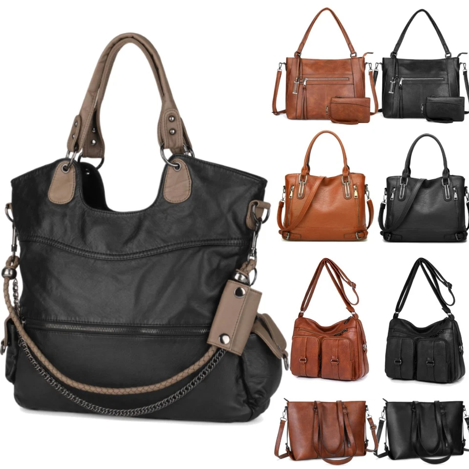 BAIGIO Vintage Women Ladies Shoulder Bag Large Soft Leather Designer Hobo Tote Handbag