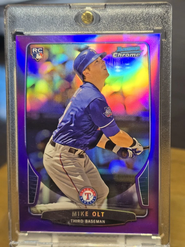 2013 Bowman Chrome Purple Refractor #83 Mike Olt Rangers /199 - Image 1 of 3