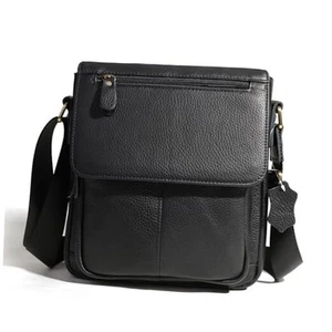 Genuine Leather Small Messenger Bag for Men Vintage Shoulder Crossbody Bags - Picture 1 of 8