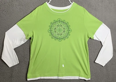 Blusa suéter de manga larga Made For Life para mujer verde estampado gráfico 1X Foto 1 de 4