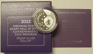2022 W $1 PROOF NATIONAL PURPLE HEART HALL OF HONOR SILVER DOLLAR COIN OGP & COA - Picture 1 of 3