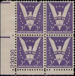 Scott # 905 - US Plate Block Of 4 - American Eagl e-2c Bright Lilac **MNH**-1942 - Picture 1 of 1