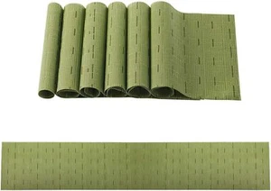 Placemats with Table Runner Sets Place Mats Woven Crossweave Vinyl Kitchen Table - Picture 1 of 22