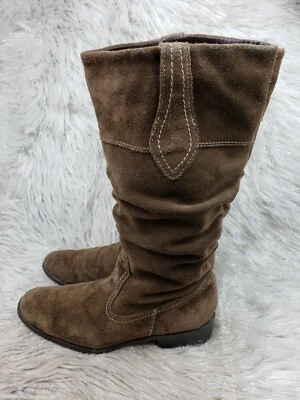 Коричневые замшевые кожаные высокие сапоги MERONA размер 8 - Изображение 1 из 4