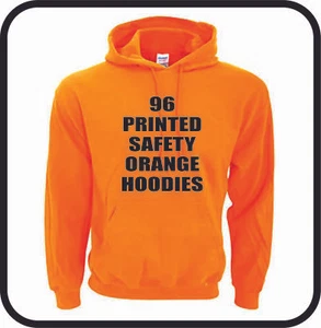 96 BEDRUCKTE SICHERHEIT ORANGE KAPUZENPULLOVER - PERFEKT FÜR AUFTRAGNEHMER - BEIDE SEITEN - Bild 1 von 1
