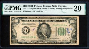 Fr.2152-Gdgsm* 1934 $100 CHICAGO ***MULE STAR*** BP 117 FRN PMG 20 VF SUPER RARE - Picture 1 of 2