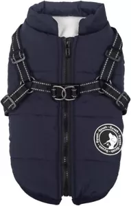 NEW GYUZH DOG COAT JACKET Medium Fleece Waterproof With Reflective Harness Black - Picture 1 of 6