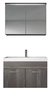 Badezimmer Badmöbel-Set Paso 02 80cm Waschbecken Grau Eiche - Unterschrank Schra - Bild 1 von 6