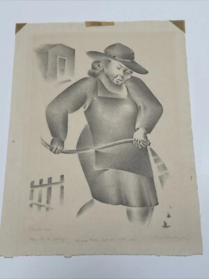 LITOGRAFÍA MENSAJERO IVAN ARTISTA SAN DIEGO RETRATO ANTIGUO VINTAGE REGIONALISMO Foto 1 de 4