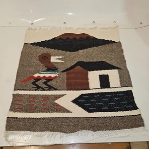 Vintage Aztec Navajo Southwestern Small Hand Woven Rug With Fringe 15" x 15" - Picture 1 of 8