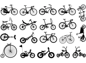 Bicycle 19 Pcs 1 Inch Black Fused Glass Decals - Picture 1 of 1
