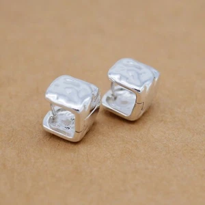 Sterlingsilber strukturiert breit quadratisch Würfel Huggie Reifen Ohrringe Ohrjacke A4408 - Bild 1 von 12