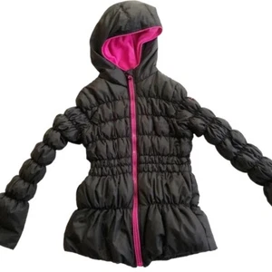 HAWKE&CO Niñas Jóvenes 7/8 Puffer Down Chaqueta de Invierno con Capucha Forrada de Vellón Negro Rosa - Imagen 1 de 10