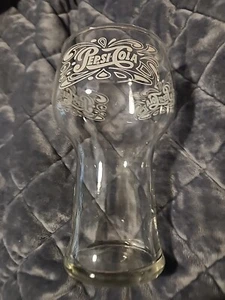 EXC Vintage 1970s PEPSI~COLA Bulb Top Drinking Glass White Logo Soda Pop 16 OZ - Picture 1 of 5
