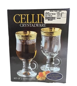 Cellini Crystalware - Irish Cream Mugs - Gold Rims - Made in Italy - Set of 2 - Picture 1 of 3