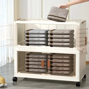 3/4 Pack Storage Bins with Lids - Folding Storage Box with Doors , Closets - Picture 1 of 21