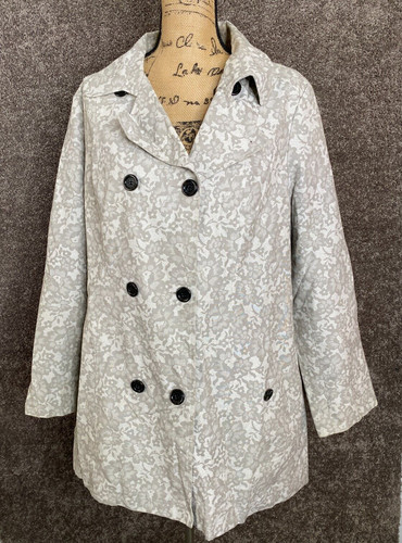 OFF WHITE Giacca cappotto donna Relatività grigio stampa floreale bottoni taglia L foderato tasche