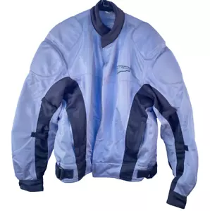 First Gear Motorcycle Jacket Logo Padded Hook & Loop Pockets Full Zip Silver XL - Picture 1 of 19