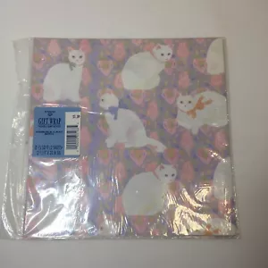 Papel de Envolver 2 Hojas Rosa Púrpura White Cats Vintage Hallmark Ambassador - Imagen 1 de 4