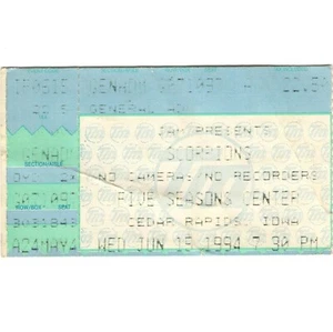THE SCORPIONS & THE POOR Concert Ticket Stub CEDAR RAPIDS 6/15/94 FIVE SEASONS - Picture 1 of 2