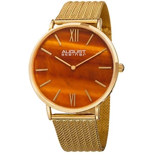 Reloj pulsera de cuarzo con esfera naranja ojo de tigre August Steiner AS8218YG para hombre - Imagen 1 de 4