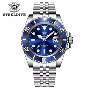 STEELDIVE SD1953 WATCH CERAMIC 200M AUTOMATIC DIVER NH35 41mm BLUE - Picture 1 of 3