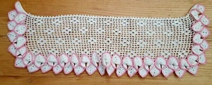 Vintage 23” X 7” Oblong Pink & White Crocheted Doily ~ Never Used - Picture 1 of 9