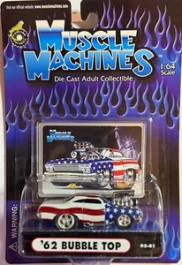 Chevy Impala 1962 62 techo de burbujas Muscle Machines Stars & Stripes con soplador - Imagen 1 de 1