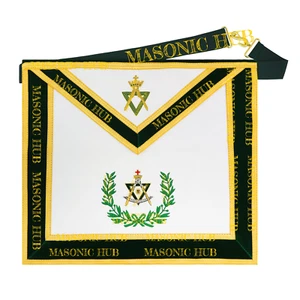 Sovereign Master Allied Masonic Degrees Apron -Lambskin, Green Velvet, Gold Trim - Picture 1 of 7