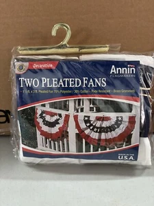 NEW! USA Patriotic Bunting 2- Pack Set 1.5 x 3 Pleated American Flags With Stars - Picture 1 of 3