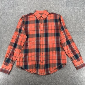 Vince Button Down Shirt Mens S Plaid Orange Lightweight Casual - Picture 1 of 15
