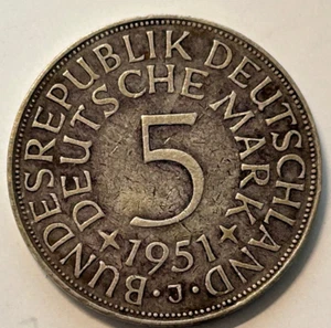 5 DM von 1951 J _ Silberadler _ 7 g 625 Silber - Bild 1 von 2