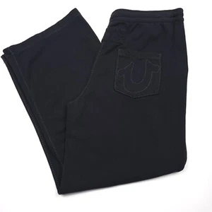 $189 True Religion Big Rick Black Wide Leg Drawstring Sweatpants Mens Size XL - Picture 1 of 11