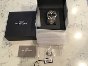 Glycine Men's GL0363 Airpilot Dual Time 44mm Black Dial Stainless Steel Watch - Picture 1 of 7