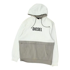 Diesel Herren Hoodie weiß | Vintage Designer Logo Freizeit Pullover Sweatshirt - Bild 1 von 7
