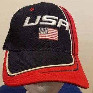 Berretto Baseball Bandiera USA Ricamato Regolabile Metallo Chiusura Flip Rosso Bianco Blu - Foto 1 di 7