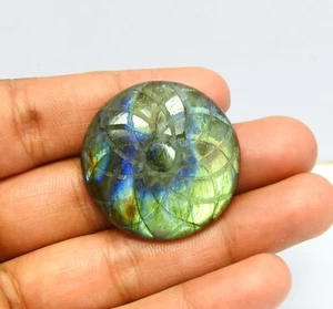 66,00 Ct Natürlicher Schnitzer Labradorit Edelstein Rund Cabochon Schmuck 33x33x7 mm - Bild 1 von 10