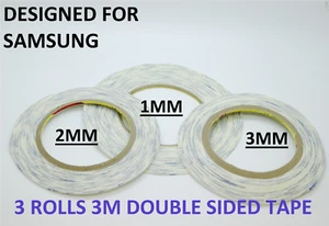 3M DOUBLE SIDED TAPE FOR MOBILE PHONE REPAIR,3 PIECES1MM,2MM,3MM,TRANSPARENT - Picture 1 of 1