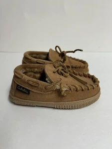 Toddler Mocassins Cabelas Leather Suede Tan Camel Size 8 shoes - Picture 1 of 8