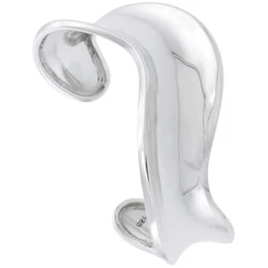 925 Sterling Silver Concaved Wavy Cuff Bracelet High Polished 21mm 7.5" Long - Picture 1 of 1